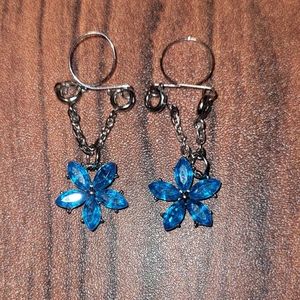 Blue flower gem body jewelry